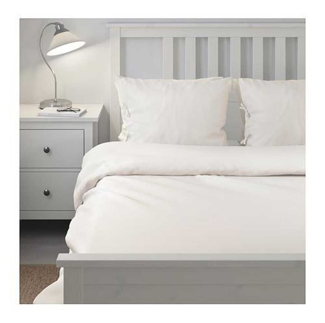 Lenjerie de pat Puderviva cu șnururi decorative (Ikea), alb, de in