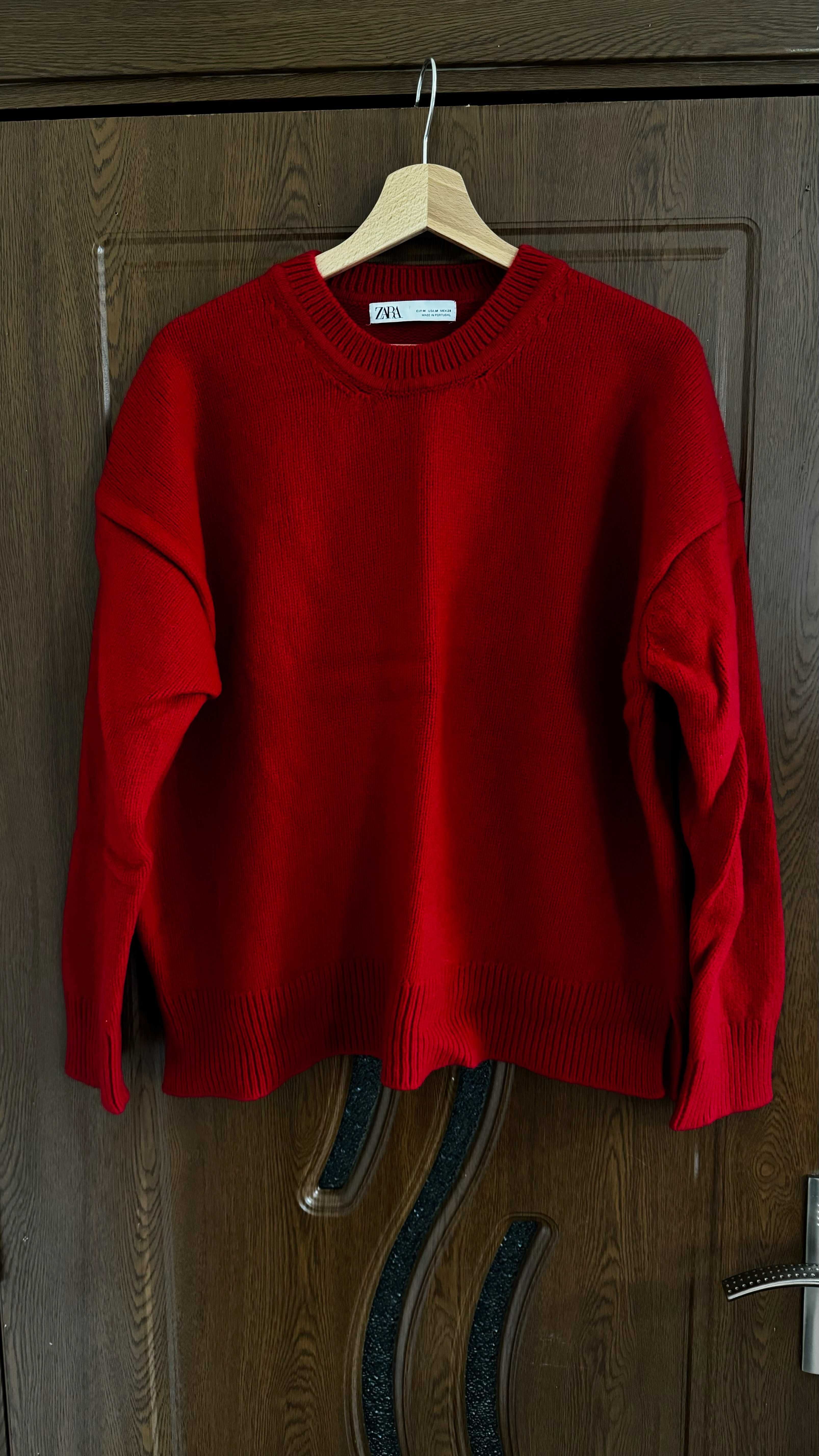 Червен пуловер Зара, 100% вълна