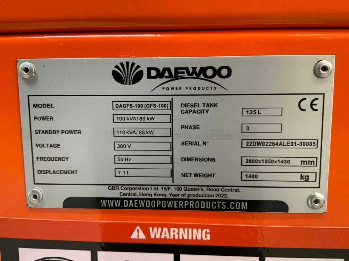 Generator Daewoo 100 kva - 88 kw cu automatizare nou, stoc