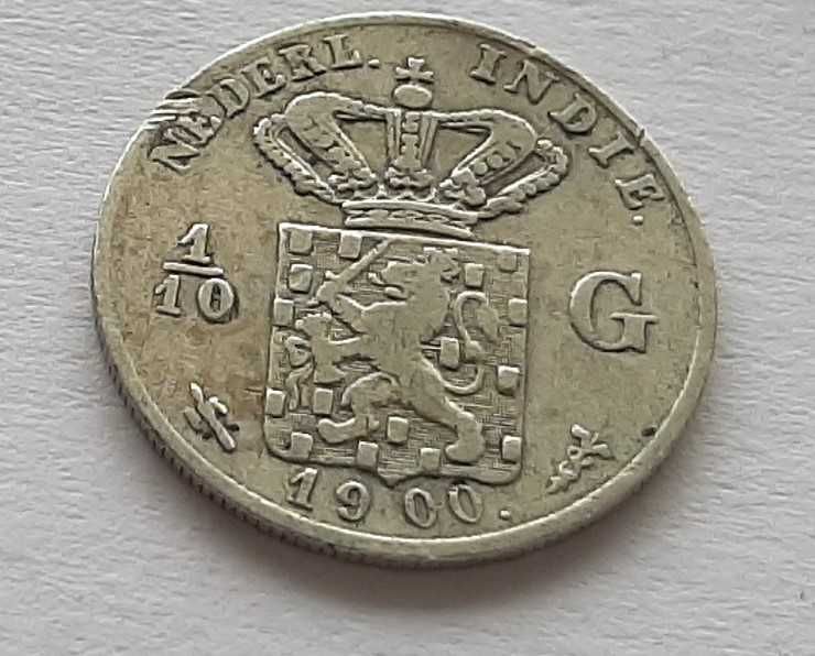 Moneda Indiile Olandeze 1/10 Gulden 1900- Argint