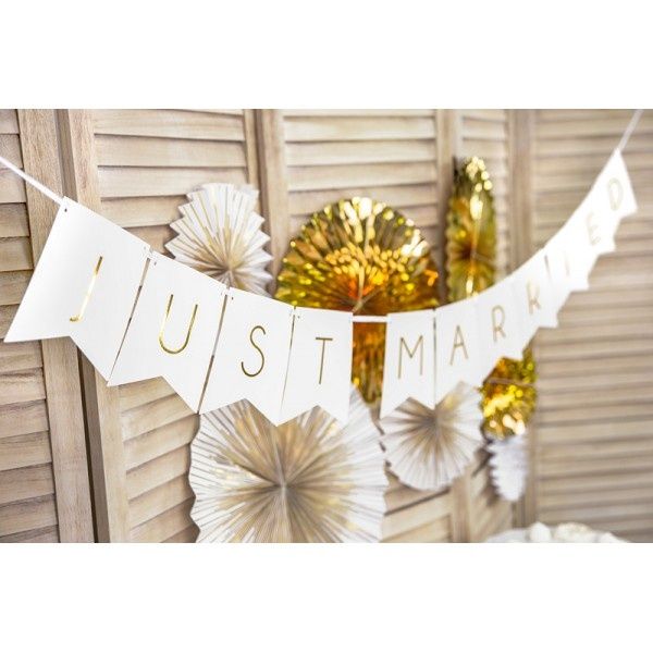 Ghirlandă decorațiune nuntă miri Just Married litere party banner