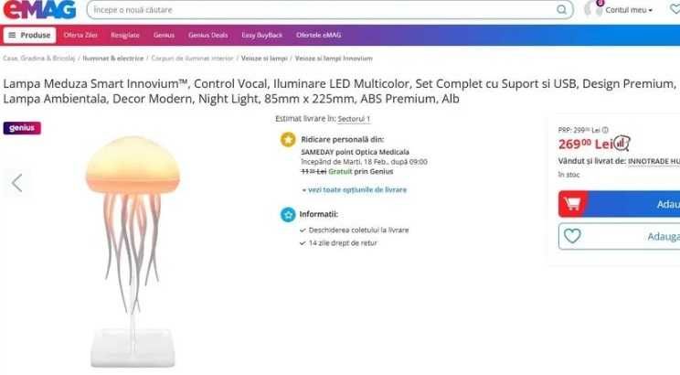 Lampa meduza miscatoare ambientala moderna PREMIUM Iluminare LED RGB