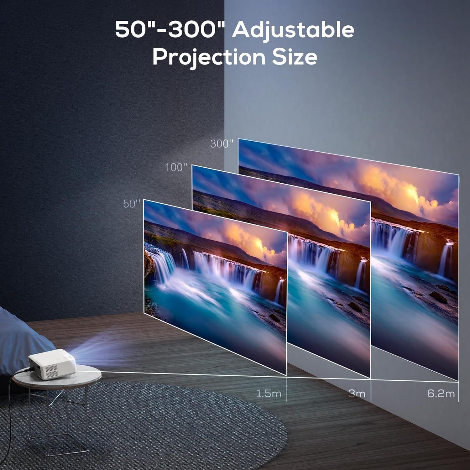 AKIYO-08 WiFi 5G 4K Видео проектор за домашно кино, до 300" екран