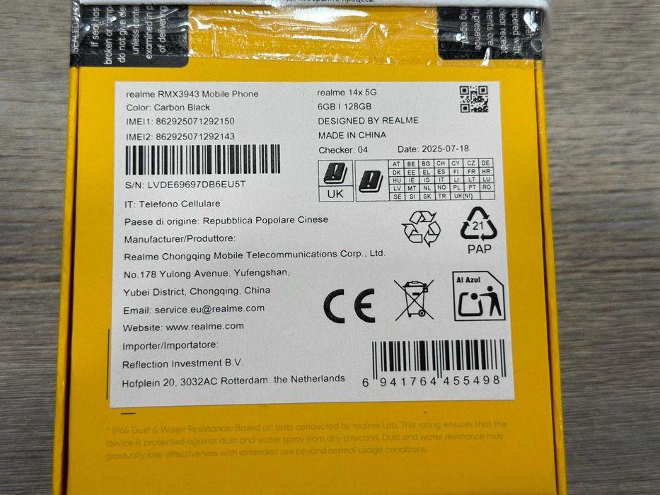 НОВ! Realme 14X 5G 128GB 6GB RAM Dual