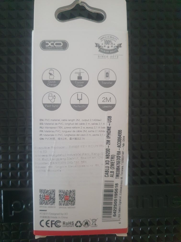 Cablu iphone 2.1A Max cable 2000mm