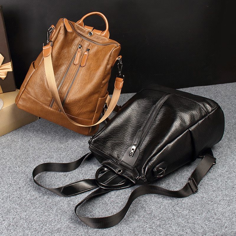 Дамски комплект кожена раница + портмоне и мини чанта