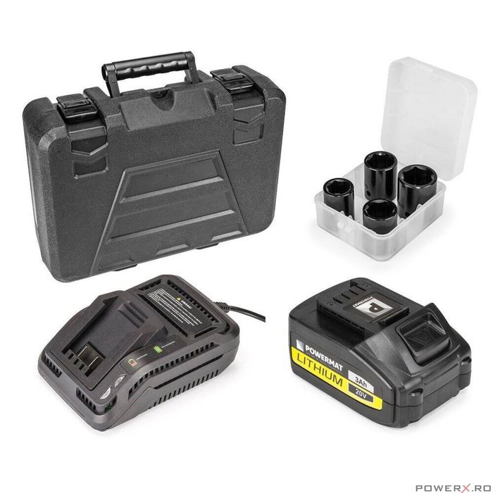 Pistol de impact, 450 Nm, acumulator 20V 3Ah, Powermat