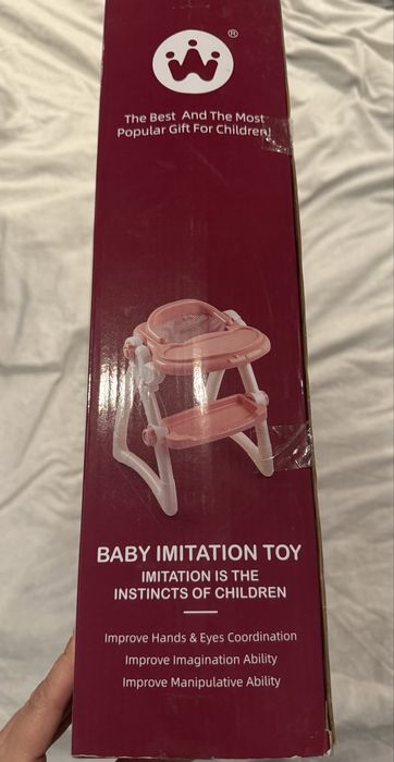 Papusa bebelus 40cm cu scaun de masa