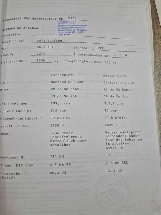 Хаспел Teupen 26 метра