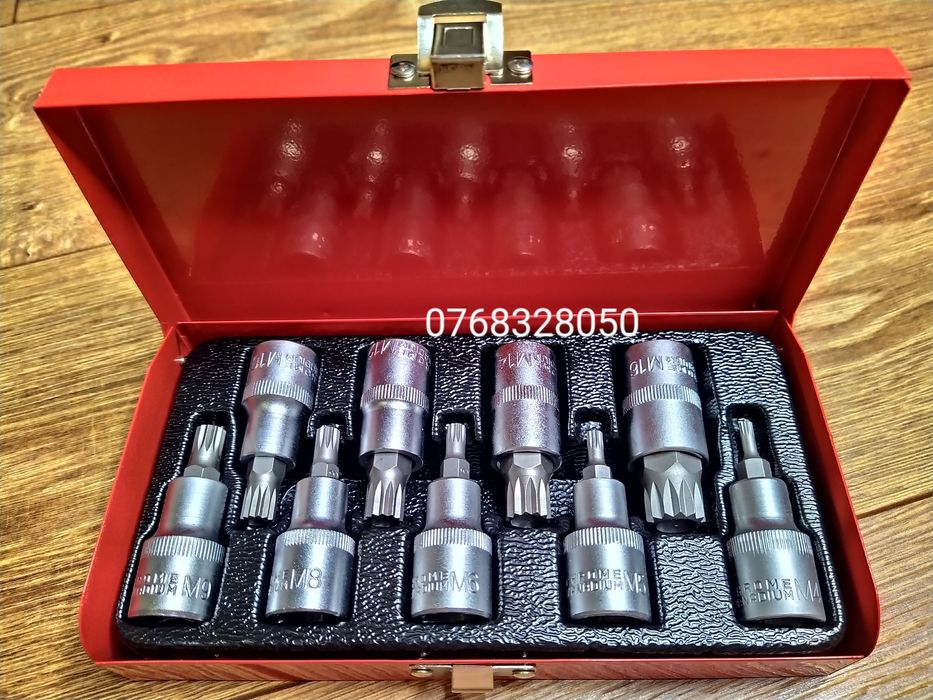 Trusa chei tubulare 1/2 cu spline 9 piese, M 4 - 16