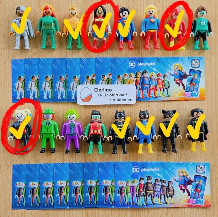 Меняю повторки из Kinder DC playmobil на всех без галочки