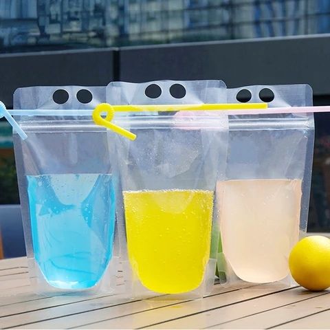 Пакет для напитков сока чая с трубочкой