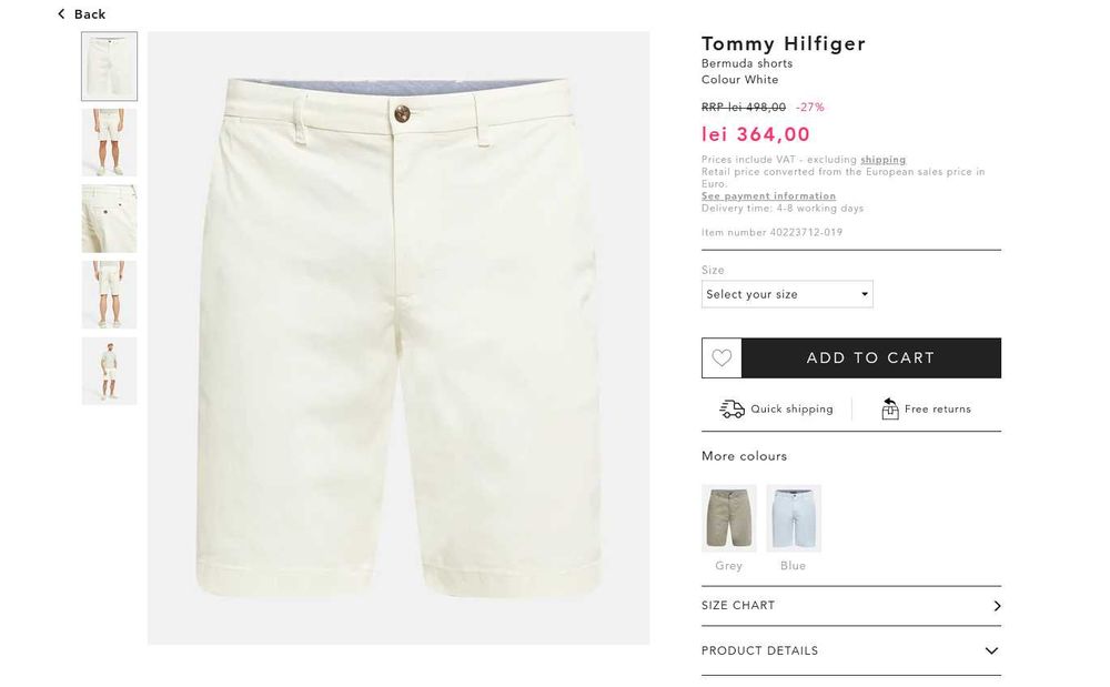 Pantaloni scurti NOI W32 - Tommy Hilfiger - Bumbac organic