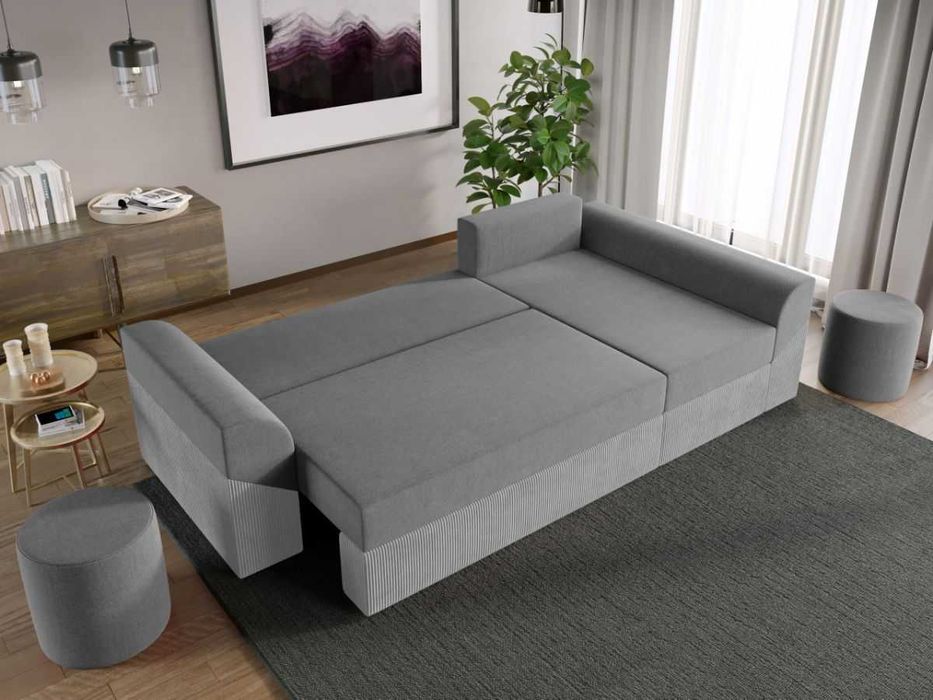 Coltar Extensibil Cali Catifea / Reiat Gri Deschis