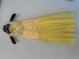 Ярко- желтое  праздничное платье для девочки  (11-12лет)