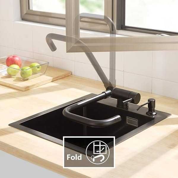 CECIPA Baterie de bucătărie pliabilă, neagră,