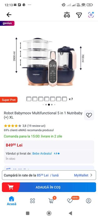Robot Babymoov Multifuncțional 5 în 1 Nutribaby XL