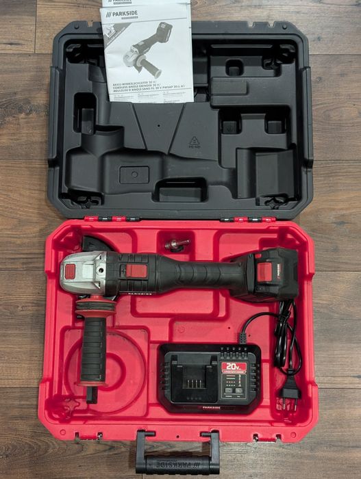 Polizor unghiular flex Parkside 20v cu acumulator mare de 4 Ah