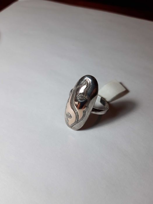 Кольцо серебро с позолотой с национальным узором