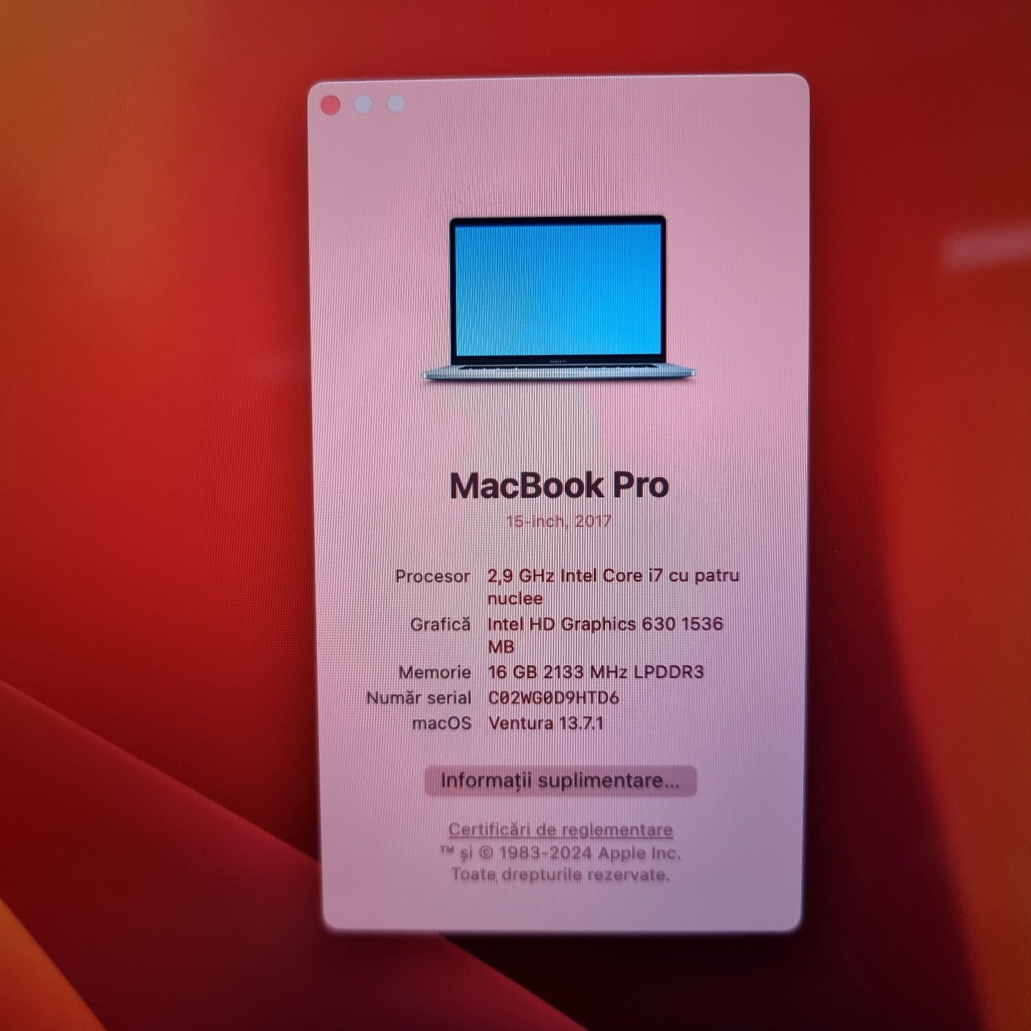 Amanet F28: MacBook Pro 2017 i7 ssd 500gb