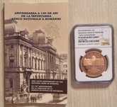 Moneda BNR 1 leu tombac aniversarea 130 ani BNR gradata NGC PF 69 UC