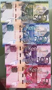 Банкноти. Африка. Кения . 50 ,100 , 200 и 500 шилинга.UNC.