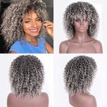Peruca Z4 ombre afro gri blonda platinata Silver creata ondulata