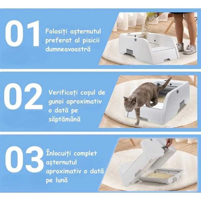 Litiera Automata ambrasmart pentru Pisici Control prin Aplicatie