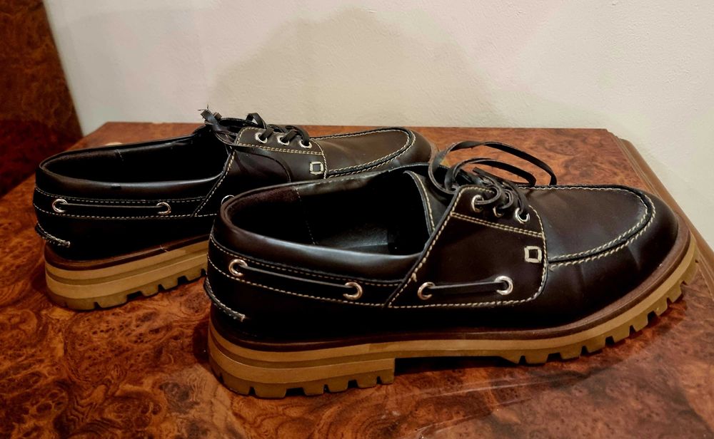 Коричневые кожаные туфли со шнуровкой Zara 40 размер