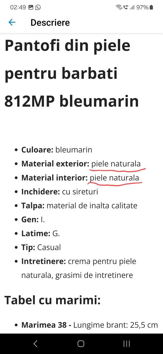 Pantofi bărbătești-piele,mărimea 38,5-NOI