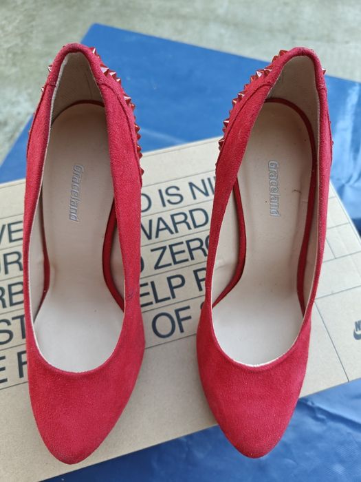 Pantofi rosii cu piele intoarsa - Graceland