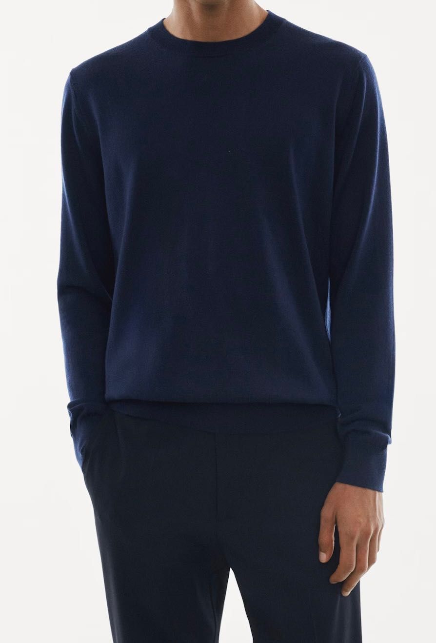 НОВ мъжки пуловер Mango L размер 100% merino wool