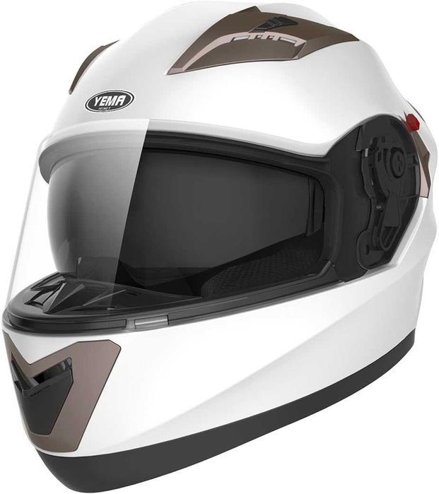 Casca moto YEMA YM-829, marimea M, alba, vizor cu zgarieturi
