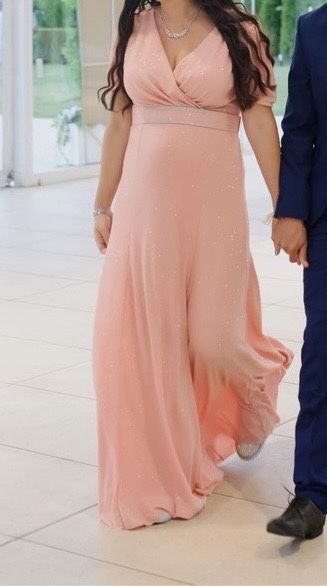 Vand rochie lunga sclipitoare XL roz somon
