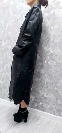 Плащ натуральная кожа, 46 размер, чёрный, новый и подстежки от курток