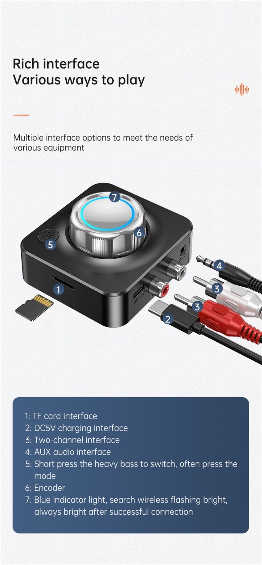 Receptor Audio Bluetooth Carkit Audio Sunet 3D și intrate microSD
