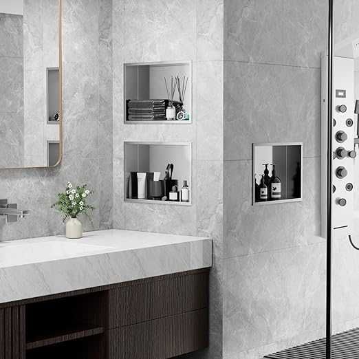 KEOKBON Nișă de duș fără faianță 48 x 33 x 10 cm Organizator de duș