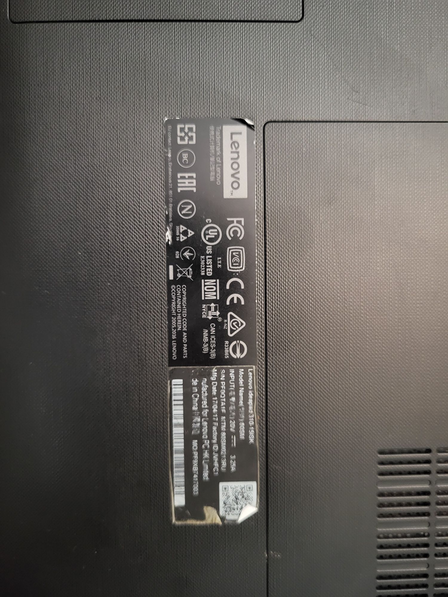 Lenovo Ideapad 310-15isk б/у 

CPU: Core I3 6006U
RAM: 4GB
Videokarta: