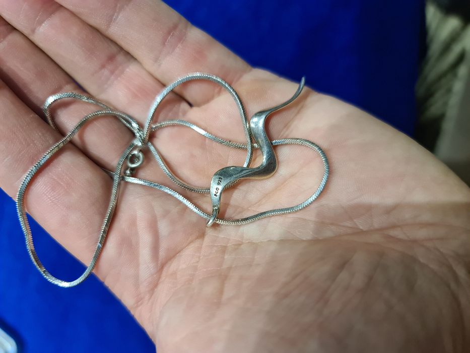 N lant colier argint 925 masiv,Germania, pandantiv țurțuri,44 cm