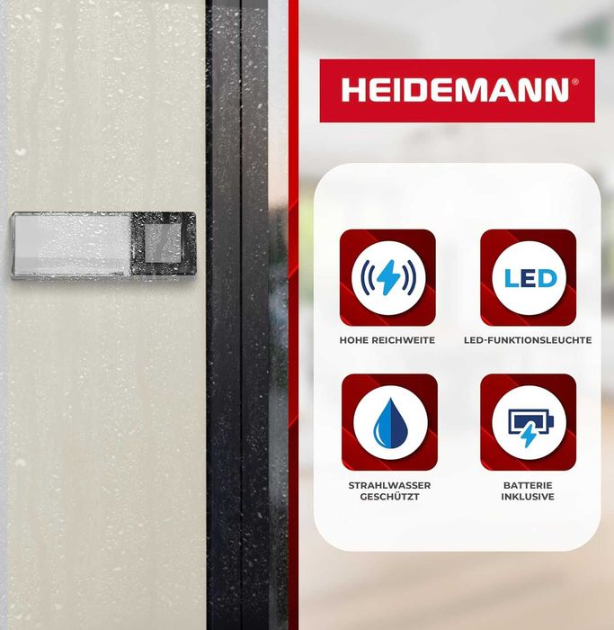 Безжичен звънец радиогонг Heidemann FUNKGONG-Set HX Square