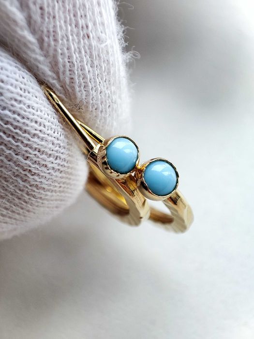 Cercei Aur 14K Copii Coral Albastru