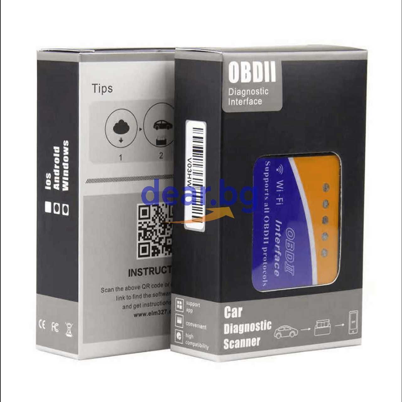 Уред за автомобилна диагностика ELM 327 OBD II, Wi-Fi