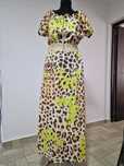 Rochie lunga animal print, cu banda elastica in talie si buzunare