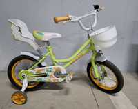 Bicicleta copii 14 inch cu roți ajutătoare, portbagaj și coșuleț