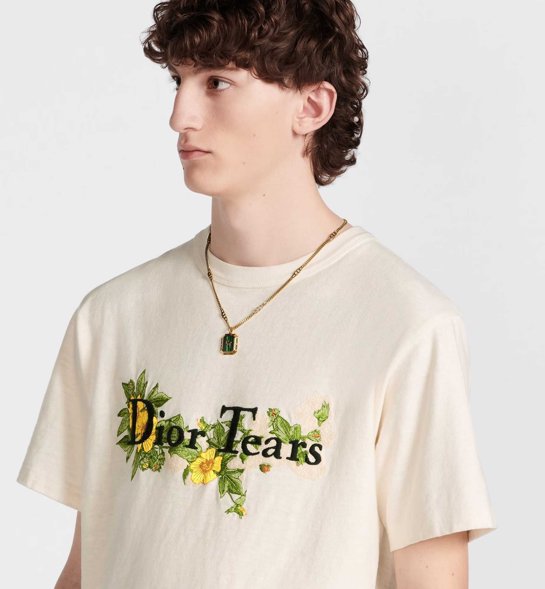 DIOR CD Tears Embroidered Flowers Logo Мъжка Тениска size L и XL