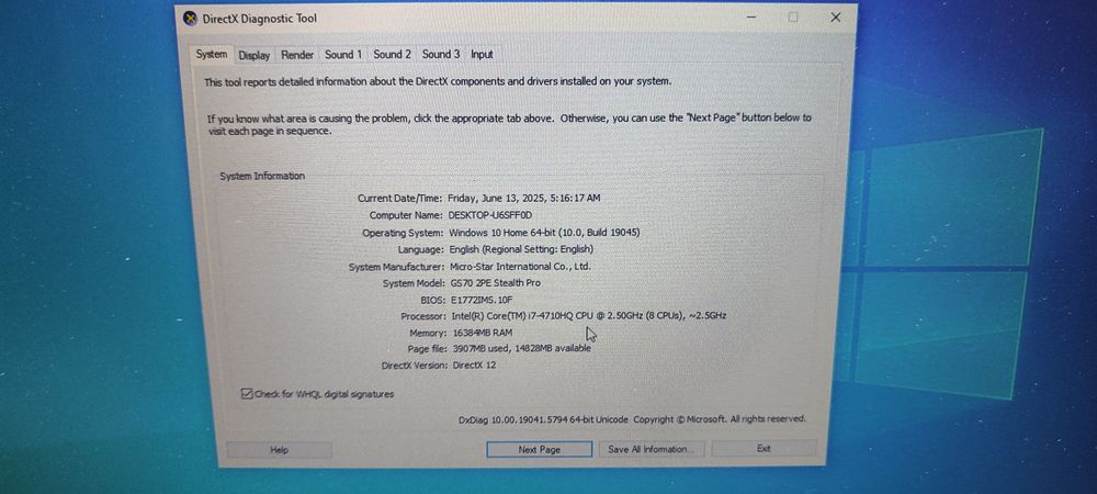 Laptop MSI Gaming Series Procesor i7,16 GB RAM 1 Tera Hard Disk