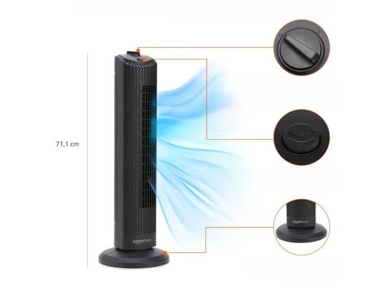 Колонен Вентилатор Тип Кула Amazon Basics DC1663-EU, 71 см, Черен