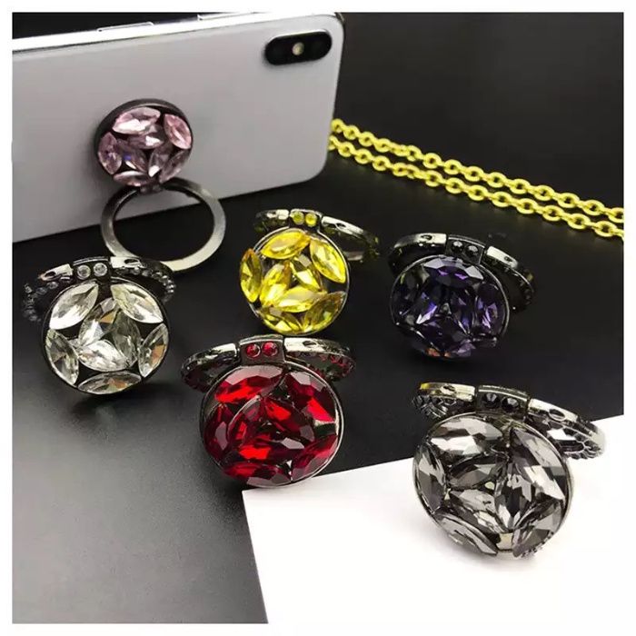 Inel pt. suport telefon cu pietricele , funcție stand , rotire 360°