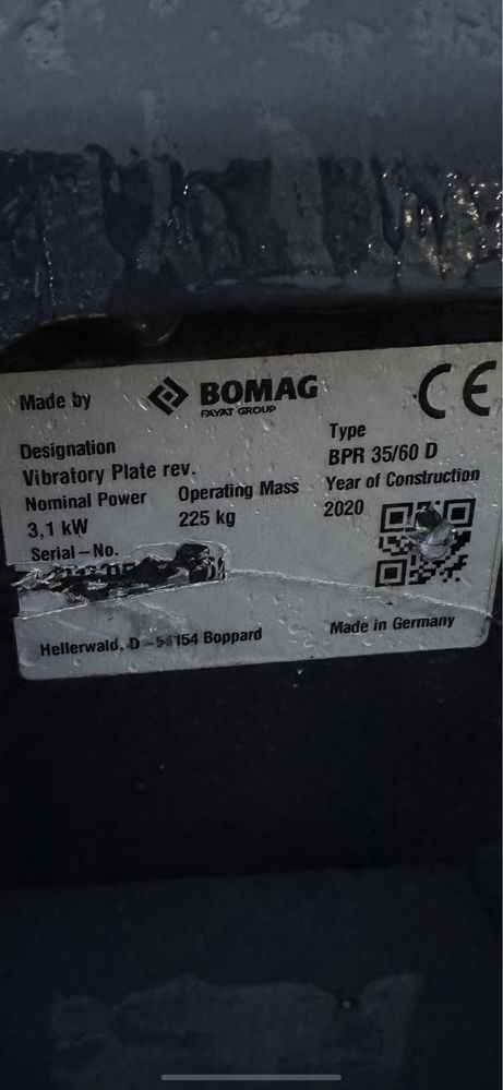Bomag BP 35/60D placa compactoare 225 kg motor diesel bosch