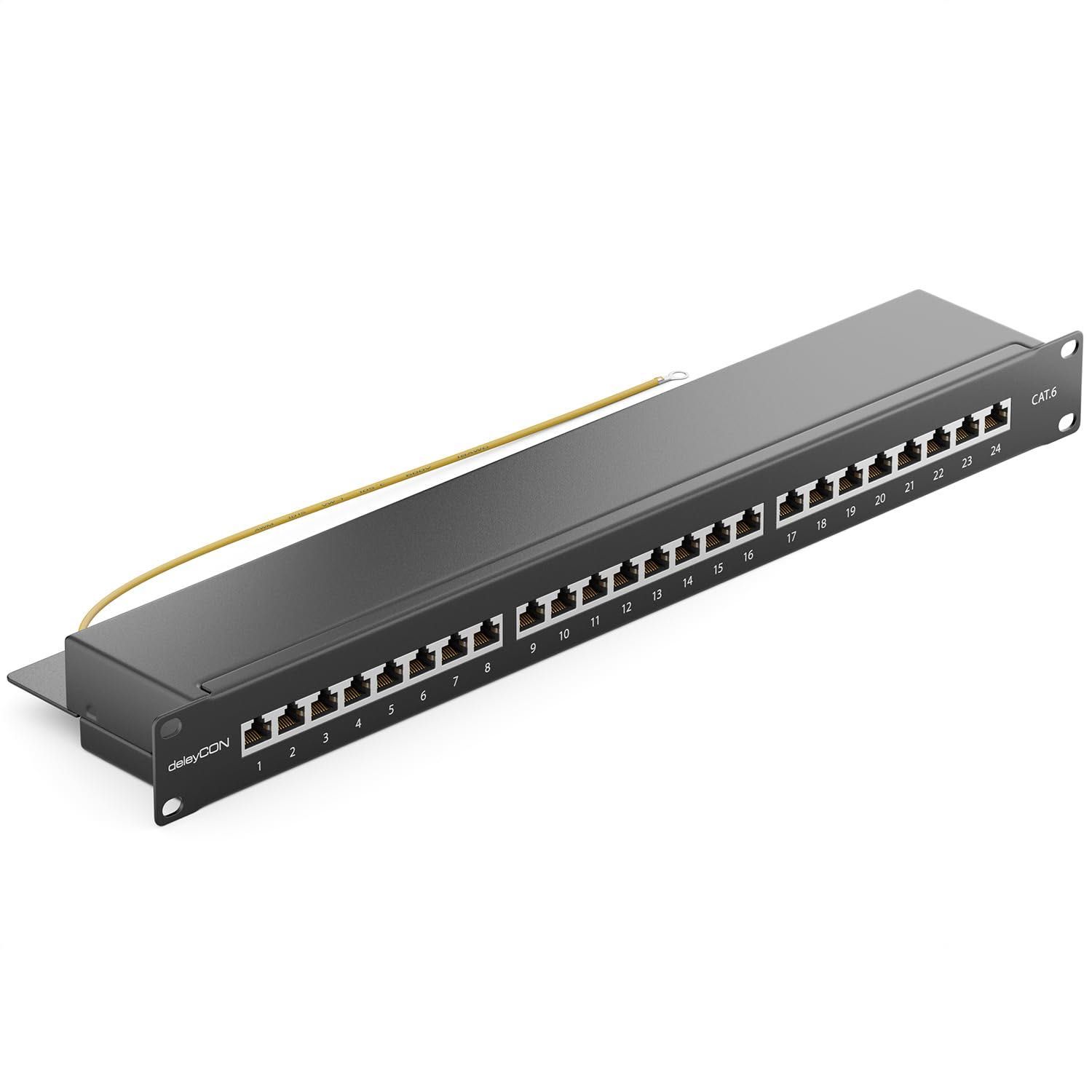deleyCON CAT6 Patch Panel 24 porturi Desktop 19 inch Rack Mount Server
